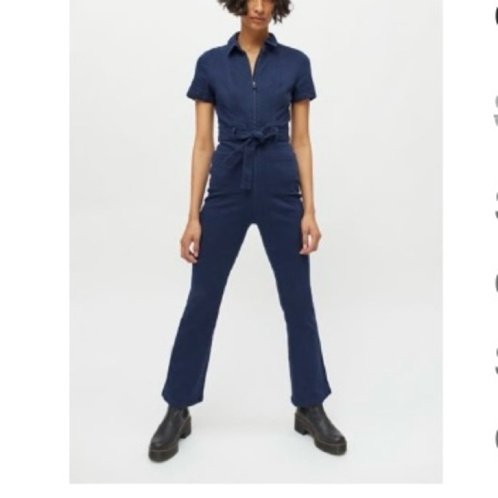 Urban Outfitters Corduroy Utility Jumpsuit with Drawstring Waist in Navy - Picture 6 of 6